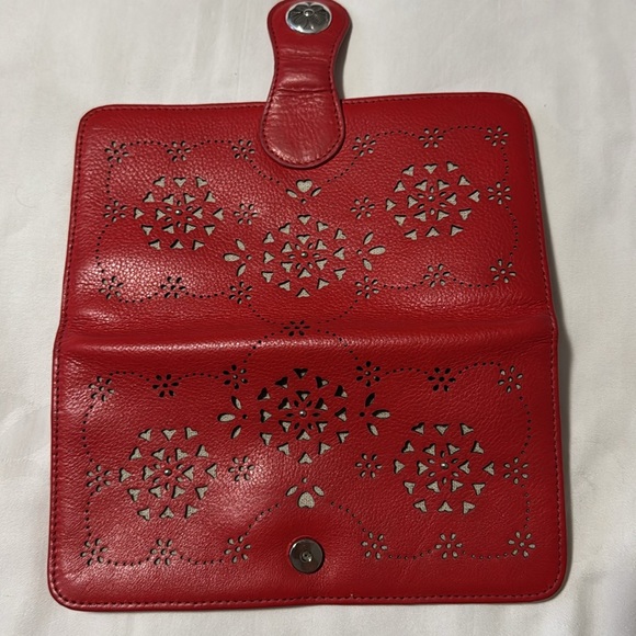 (M) rare Vtg Brighton Paris Red Women's large leather Clutch Wallet. - Picture 7 of 8